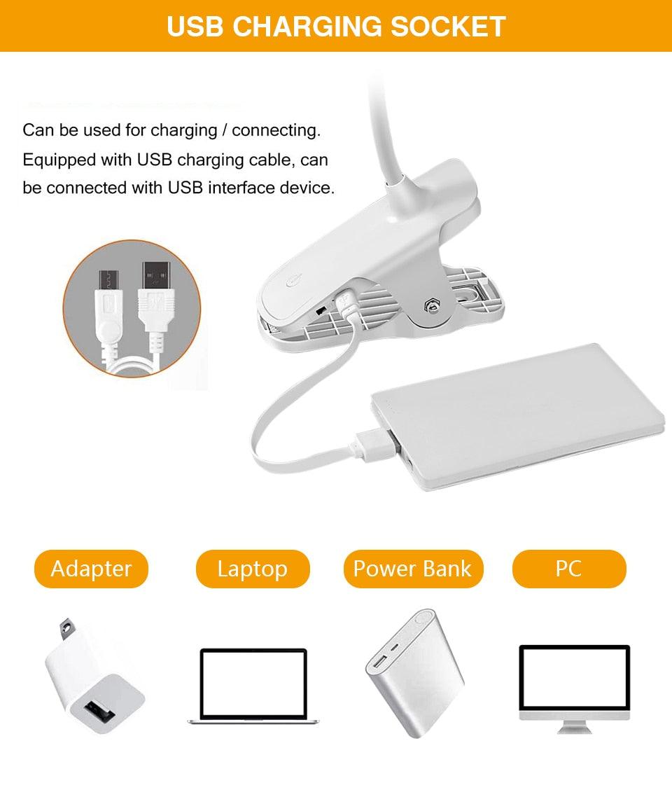Lampe de bureau tactile à pince, lampe de lecture col de cygne, rechargeable USB, lampe de chevet de chambre, lampe de table à pince, lampe de table décorative, jolies lampes de lecture pour décoration de chambre