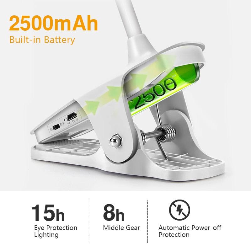 Lampe de bureau tactile à pince, lampe de lecture col de cygne, rechargeable USB, lampe de chevet de chambre, lampe de table à pince, lampe de table décorative, jolies lampes de lecture pour décoration de chambre