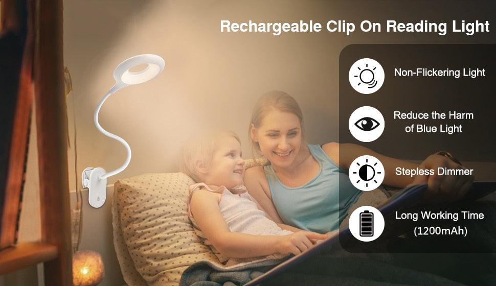 Lampe de bureau tactile à pince, lampe de lecture col de cygne, rechargeable USB, lampe de chevet de chambre, lampe de table à pince, lampe de table décorative, jolies lampes de lecture pour décoration de chambre