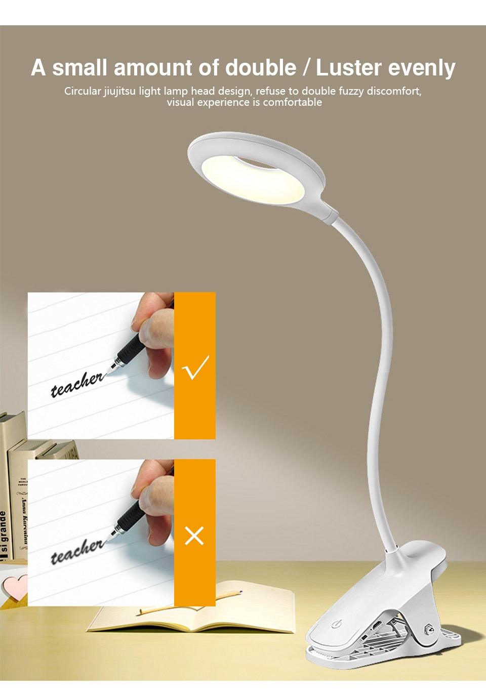 Lampe de bureau tactile à pince, lampe de lecture col de cygne, rechargeable USB, lampe de chevet de chambre, lampe de table à pince, lampe de table décorative, jolies lampes de lecture pour décoration de chambre