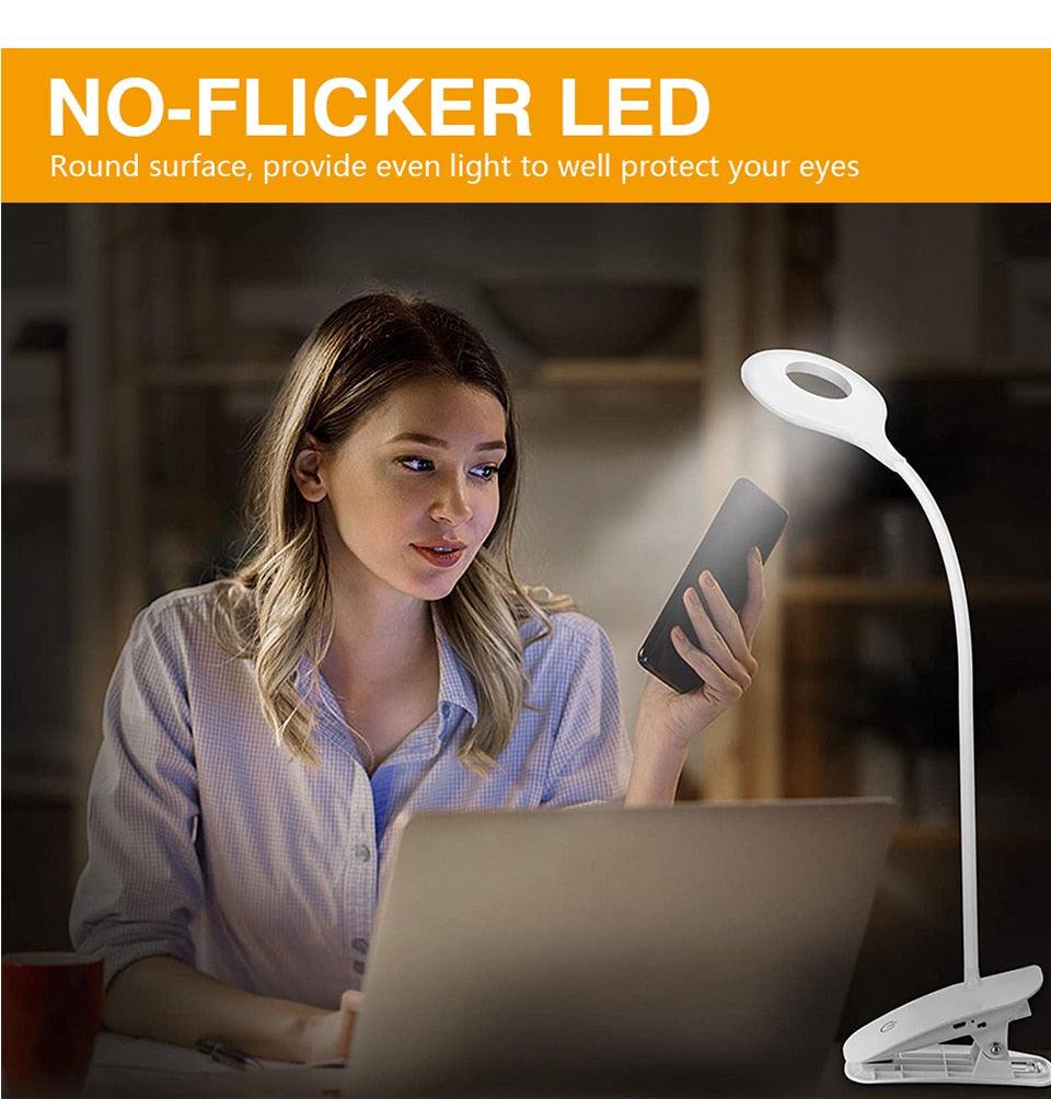 Lampe de bureau tactile à pince, lampe de lecture col de cygne, rechargeable USB, lampe de chevet de chambre, lampe de table à pince, lampe de table décorative, jolies lampes de lecture pour décoration de chambre