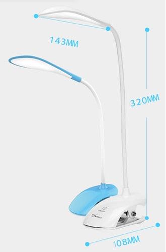 Lampe de bureau USB à LED, lampe de table 14 LED avec clip, lampe de lecture de chevet, lampe de bureau LED tactile 3 modes, lampe de table décorative bleue, jolies lampes d'étude pour la décoration de chambre.