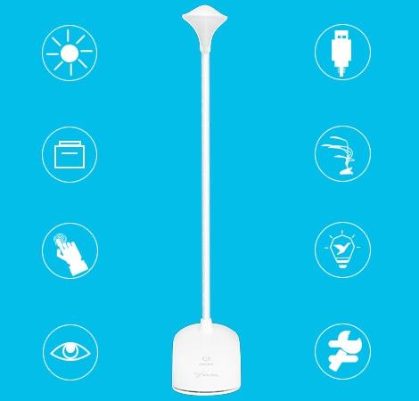 Lampe de bureau USB à LED, lampe de table 14 LED avec clip, lampe de lecture de chevet, lampe de bureau LED tactile 3 modes, lampe de table décorative bleue, jolies lampes d'étude pour la décoration de chambre.
