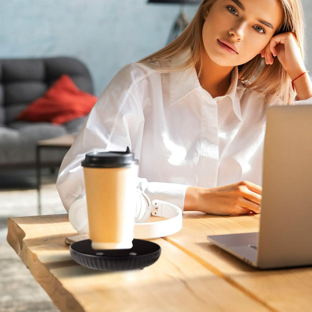 Chauffe-Tasse Électrique de Bureau Arrêt Automatique Protection Contre la Surchauffe Réglage Minuteur Intelligent