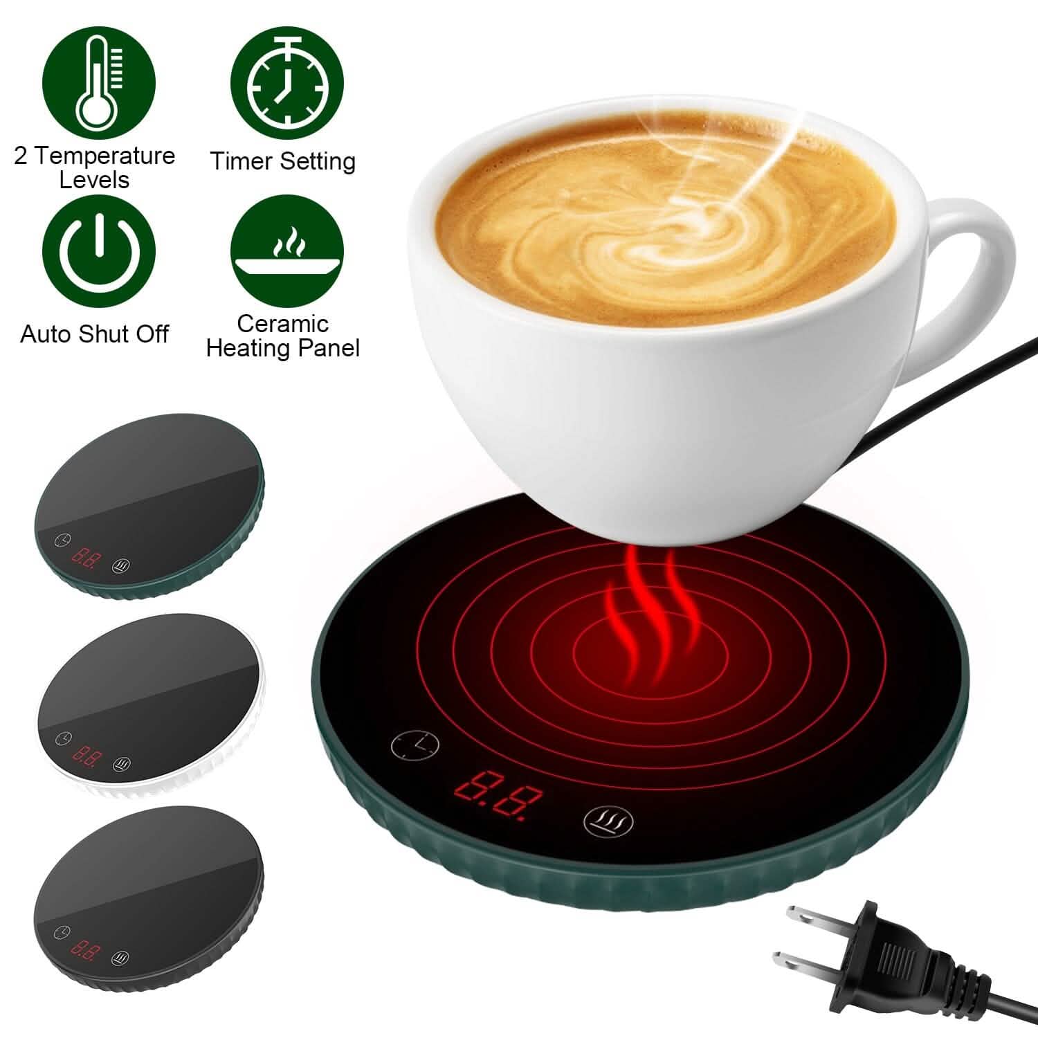 Chauffe-Tasse Électrique de Bureau Arrêt Automatique Protection Contre la Surchauffe Réglage Minuteur Intelligent