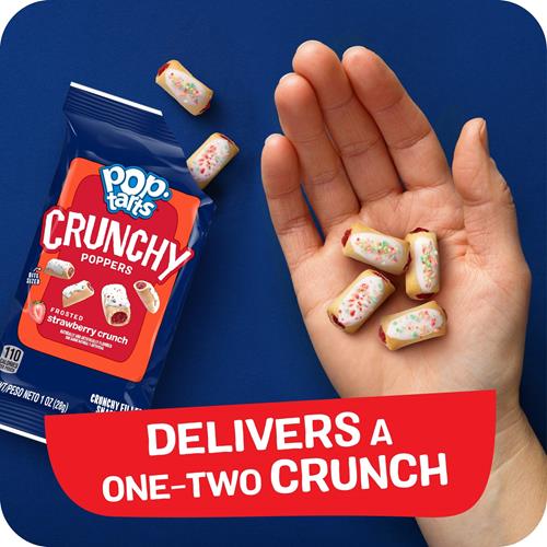Pop-Tarts Crunchy Poppers Morceaux de collation croustillants fourrés, collations pour enfants, collations à emporter, Fraise givrée croustillante, boîte de 141g (5 sachets)