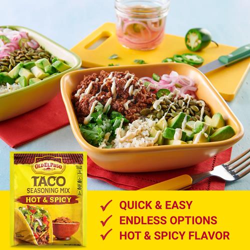 Mélange d'assaisonnement Old El Paso pour tacos Hot & Spicy, 28 g.