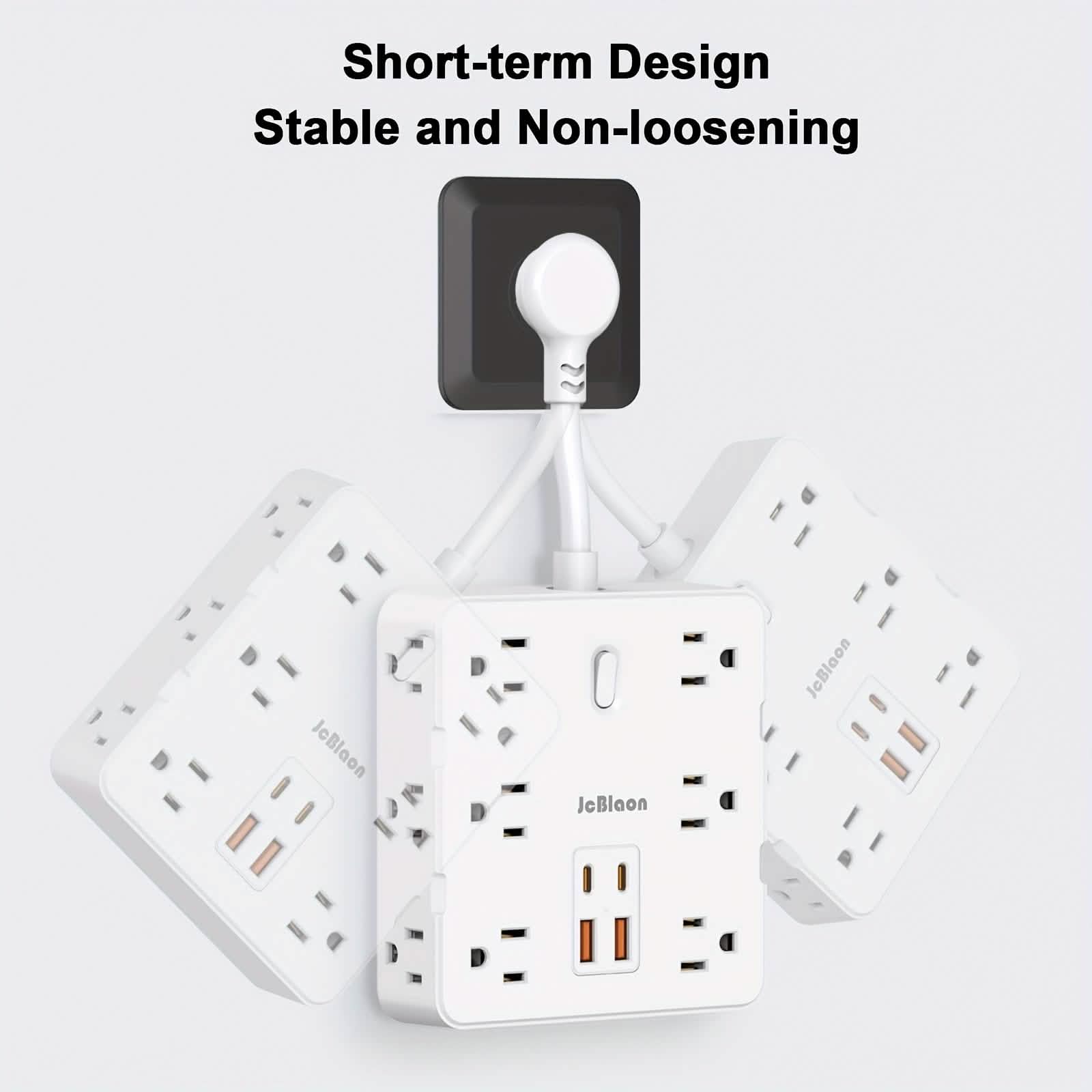 Multiprise 16-en-1 – 12 prises CA et 4 ports USB, blanche
