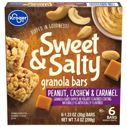 Barres granola arachides, noix de cajou et caramel Kroger 6 unités