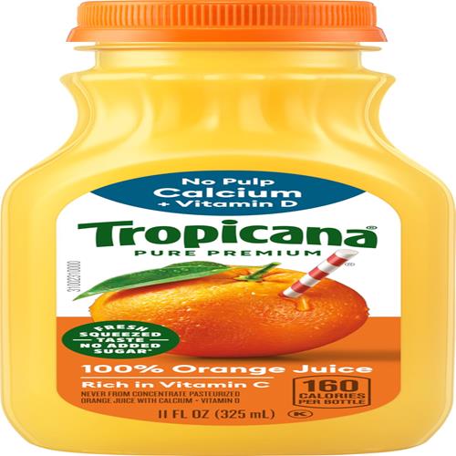 Jus d'orange Tropicana Pure Premium 100 % Original, calcium + vitamine D, bouteille de 325 ml