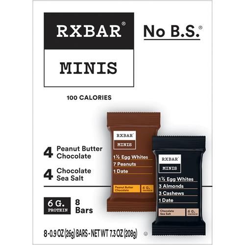 Barres protéinées Rxbar Minis, collation protéinée, barres de collation, assortiment, boîte de 7,3 oz (8 barres)