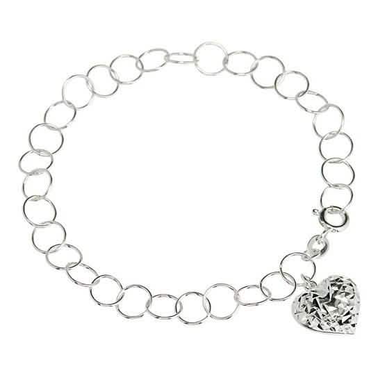 Bracelet à breloques cœur taillé en diamant
