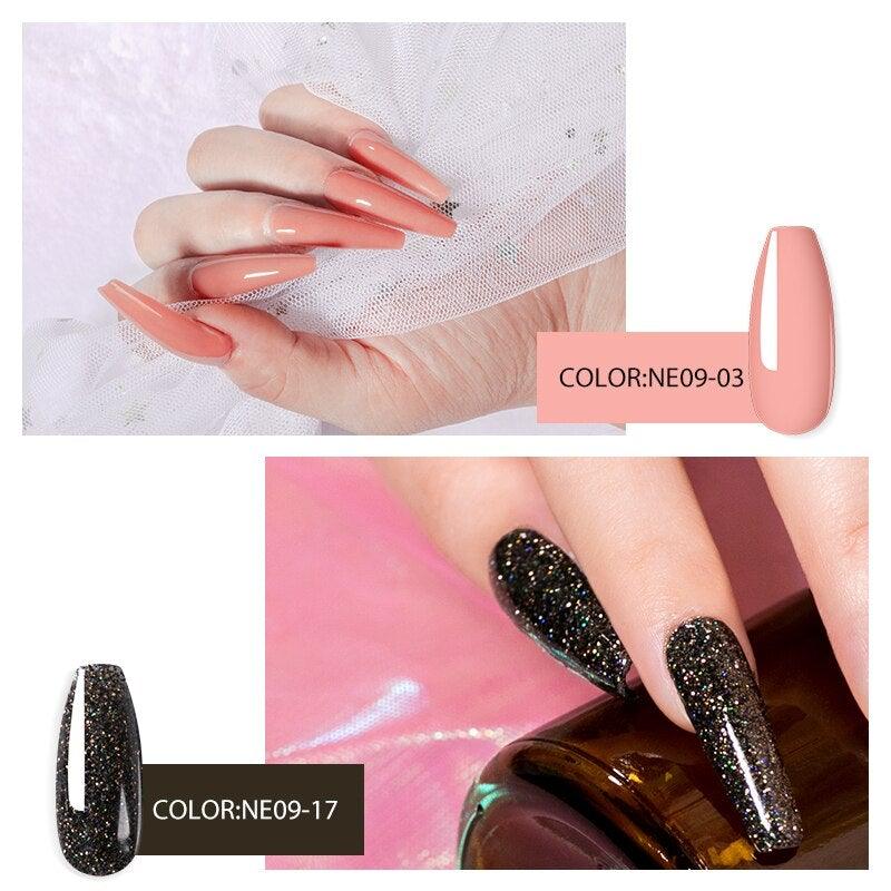Vernis à Ongles Gel Diamant Poly 15ml Semi Permanent UV Manucure Réfléchissant Étincelant Brillance Luxe Design Pour Femmes et Filles