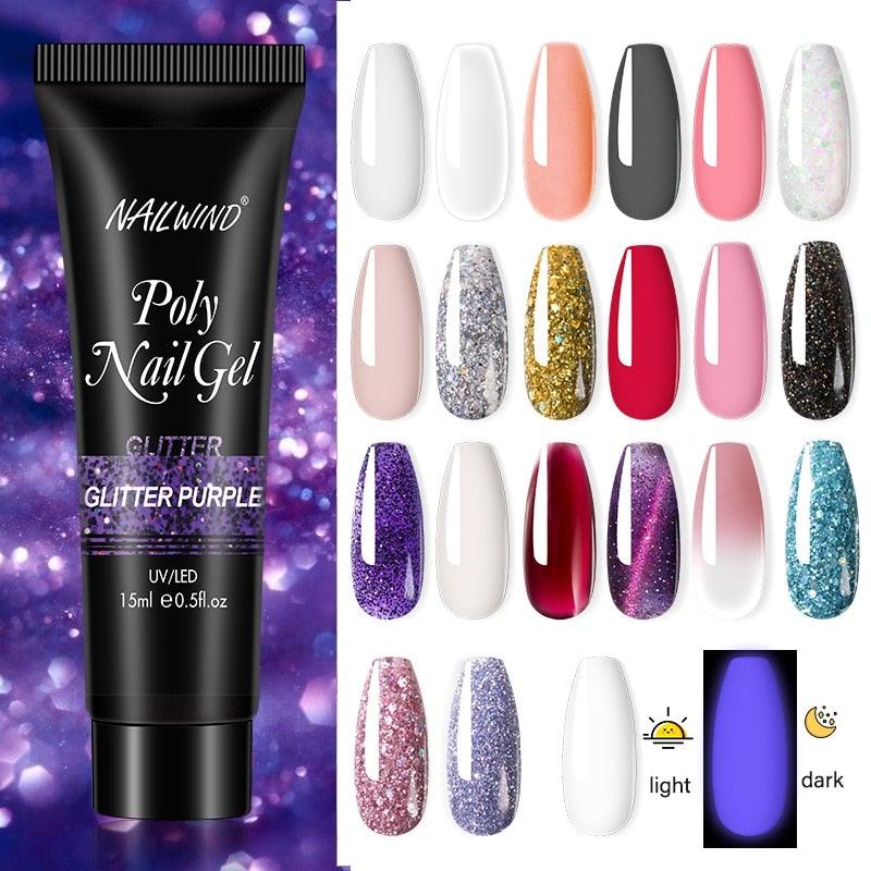 Vernis à Ongles Gel Diamant Poly 15ml Semi Permanent UV Manucure Réfléchissant Étincelant Brillance Luxe Design Pour Femmes et Filles