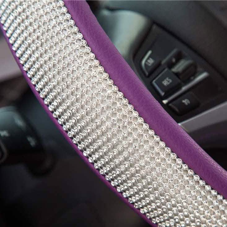 Couvre-volant en cuir diamant avec strass de cristal bling-bling