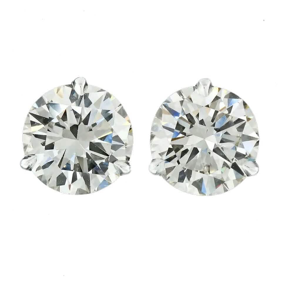 Puces d'oreilles diamants F VS2 ronds 4 carats créés en laboratoire Or blanc 14K avec fermoir à vis