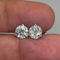 Puces d'oreilles diamants F VS2 ronds 4 carats créés en laboratoire Or blanc 14K avec fermoir à vis