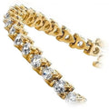 Bracelet rivière en diamants 6,00 CT, taille ronde, or jaune 14 carats, 100 % naturel H/SI