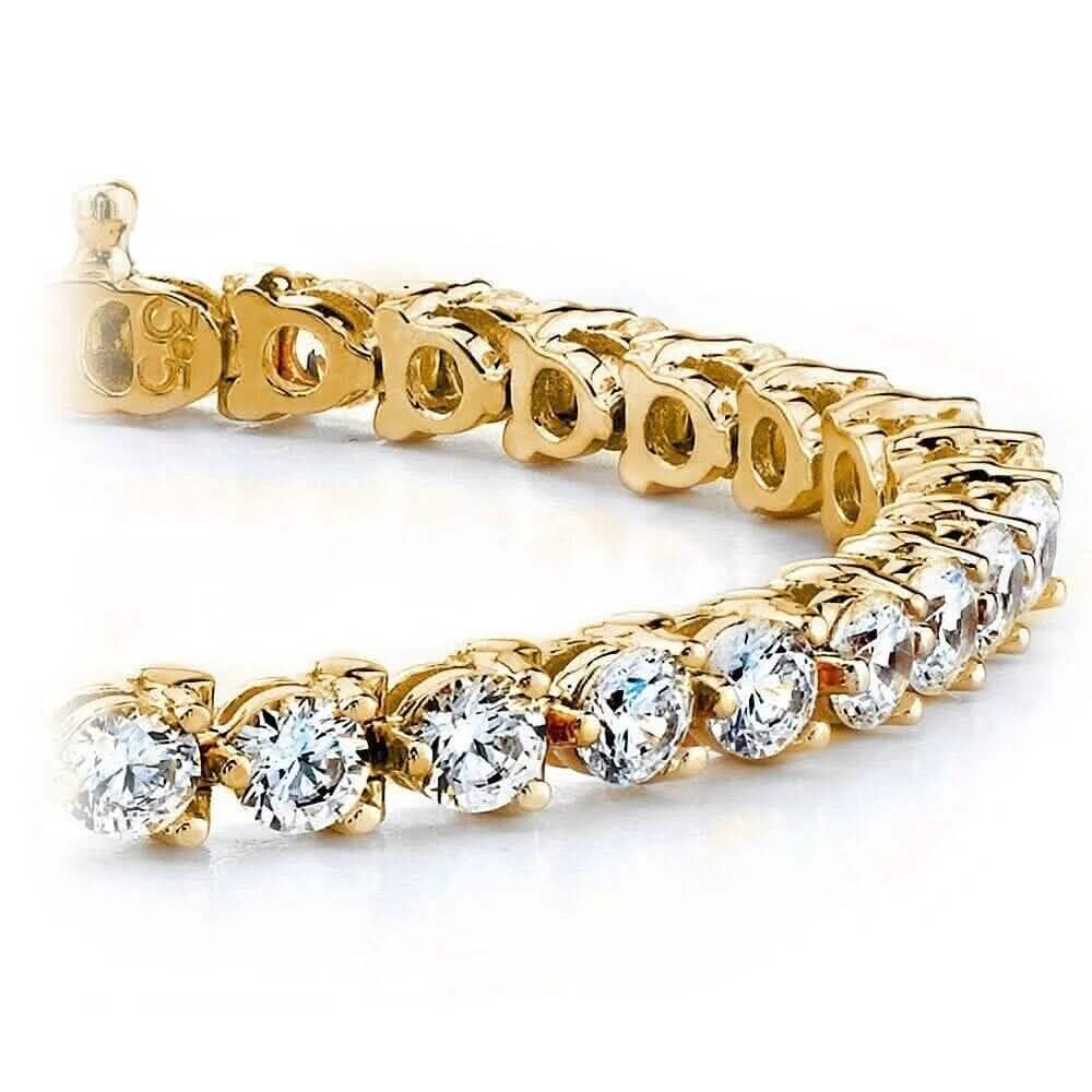 Bracelet rivière en diamants 6,00 CT, taille ronde, or jaune 14 carats, 100 % naturel H/SI
