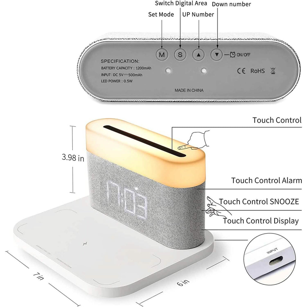 Réveil numérique avec recharge sans fil