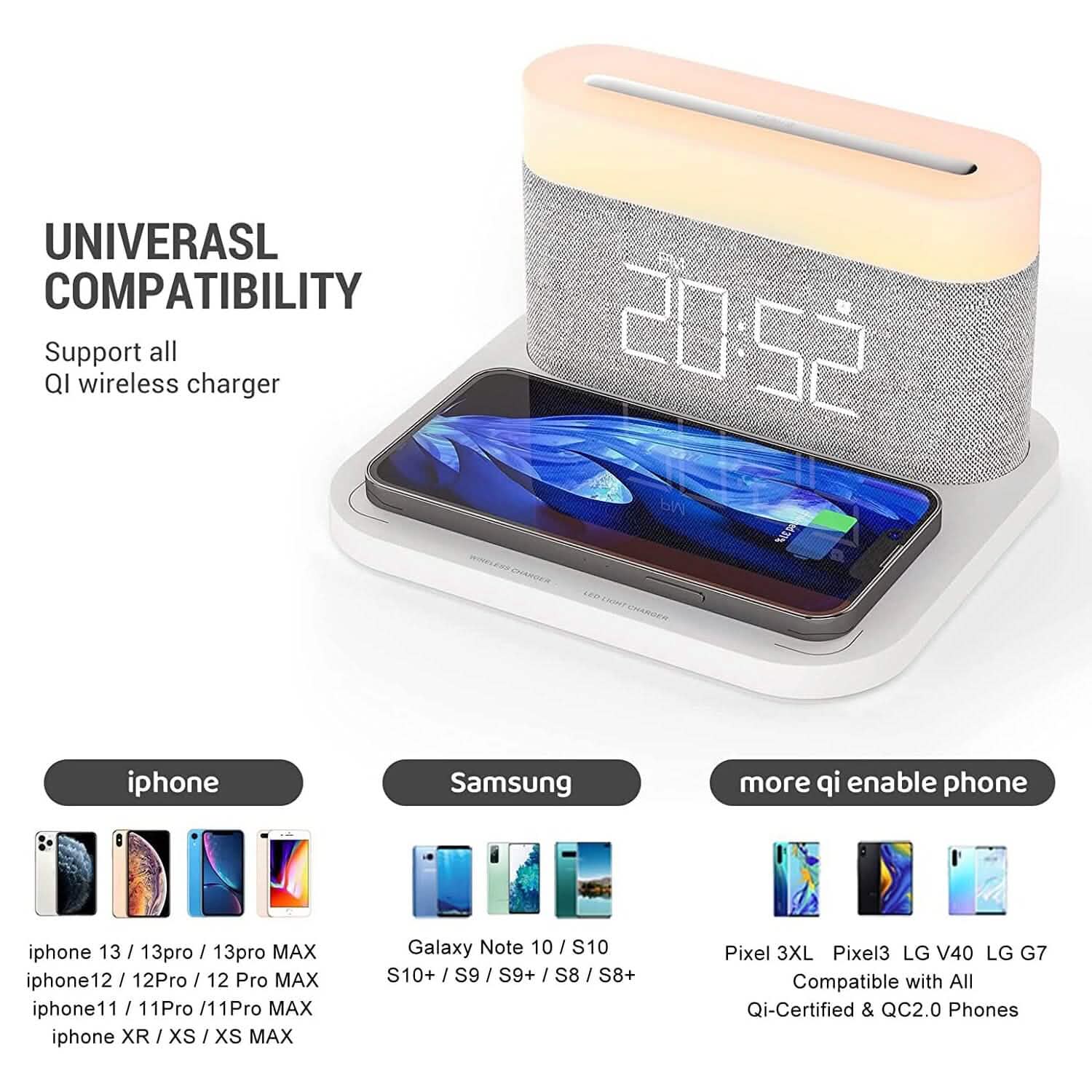 Réveil numérique avec recharge sans fil