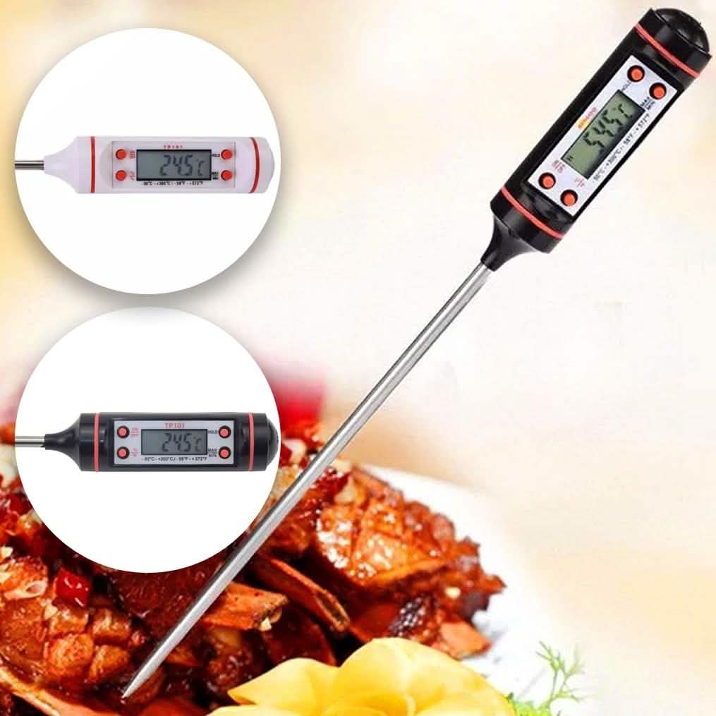 Thermomètre à viande numérique avec écran LCD pour barbecues et fours