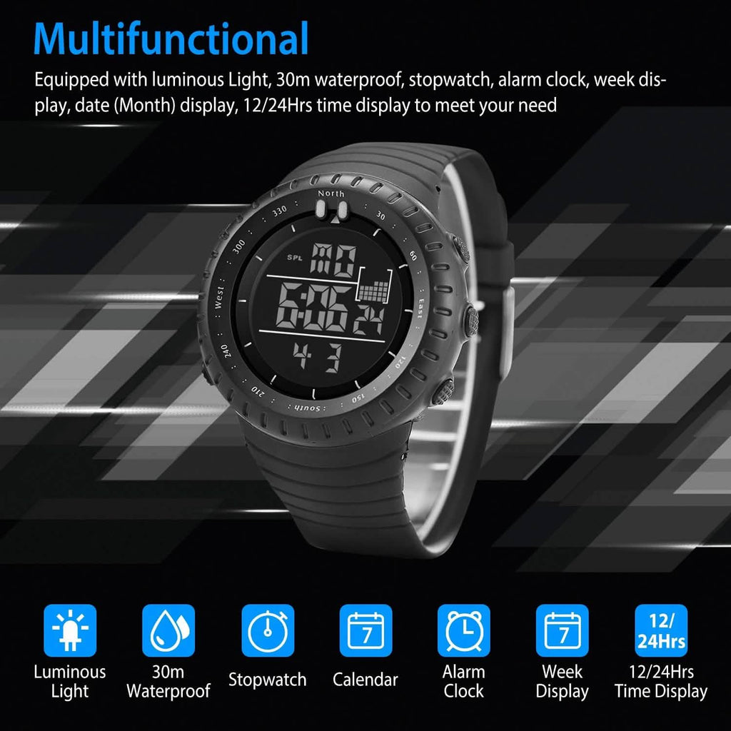 Montre-bracelet tactique militaire de sport numérique pour hommes