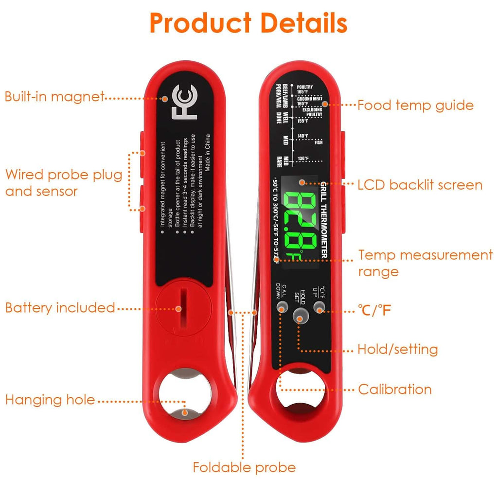 Thermomètre numérique pour cuisson de viande au barbecue