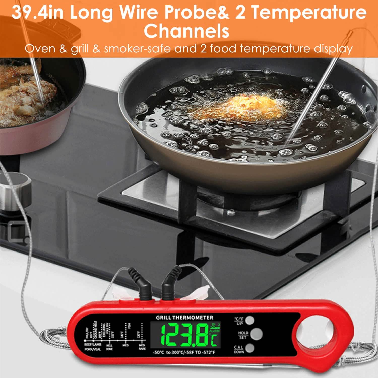 Thermomètre numérique pour cuisson de viande au barbecue