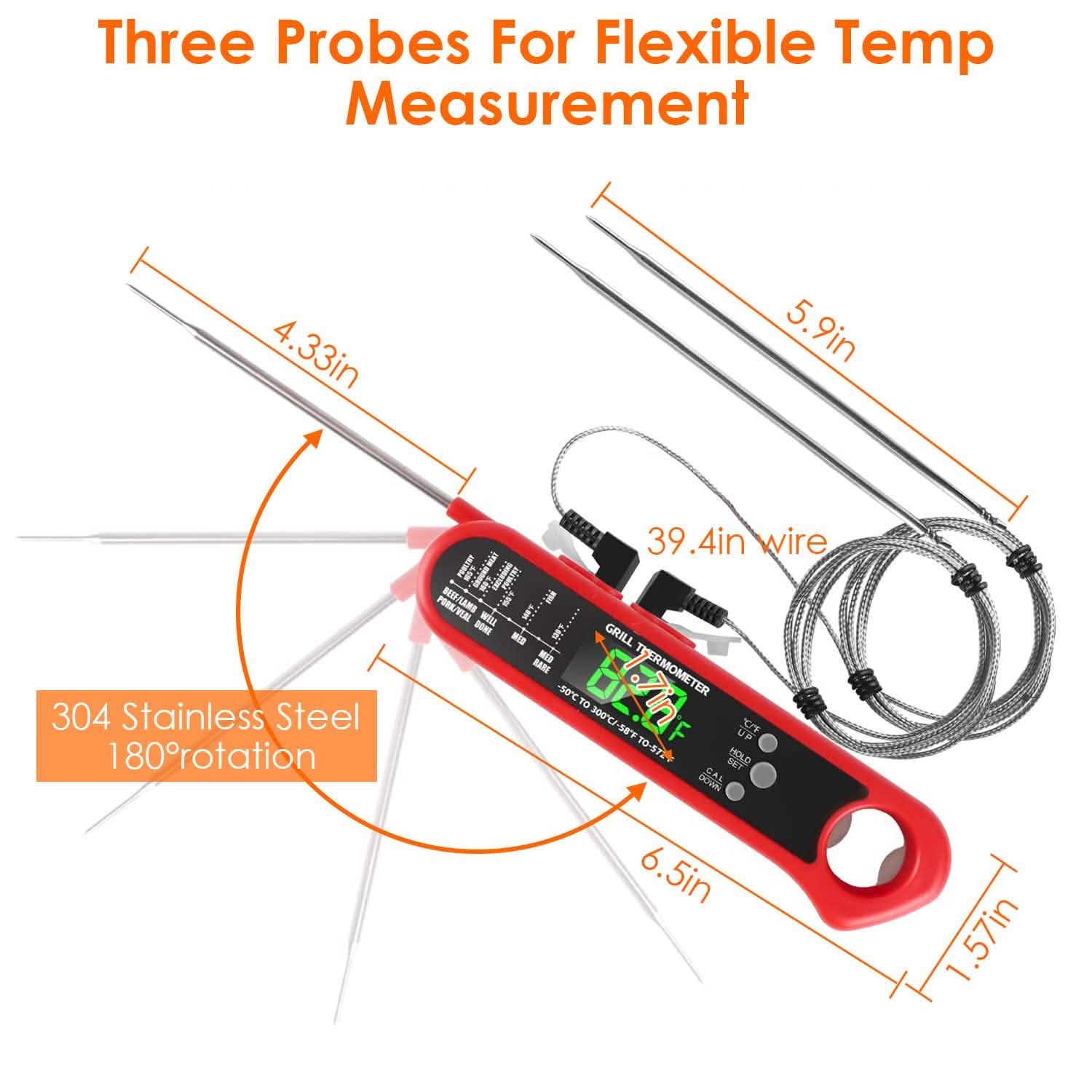 Thermomètre numérique pour cuisson de viande au barbecue