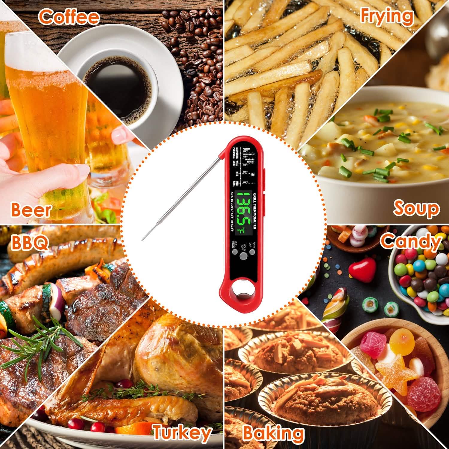 Thermomètre numérique pour cuisson de viande au barbecue