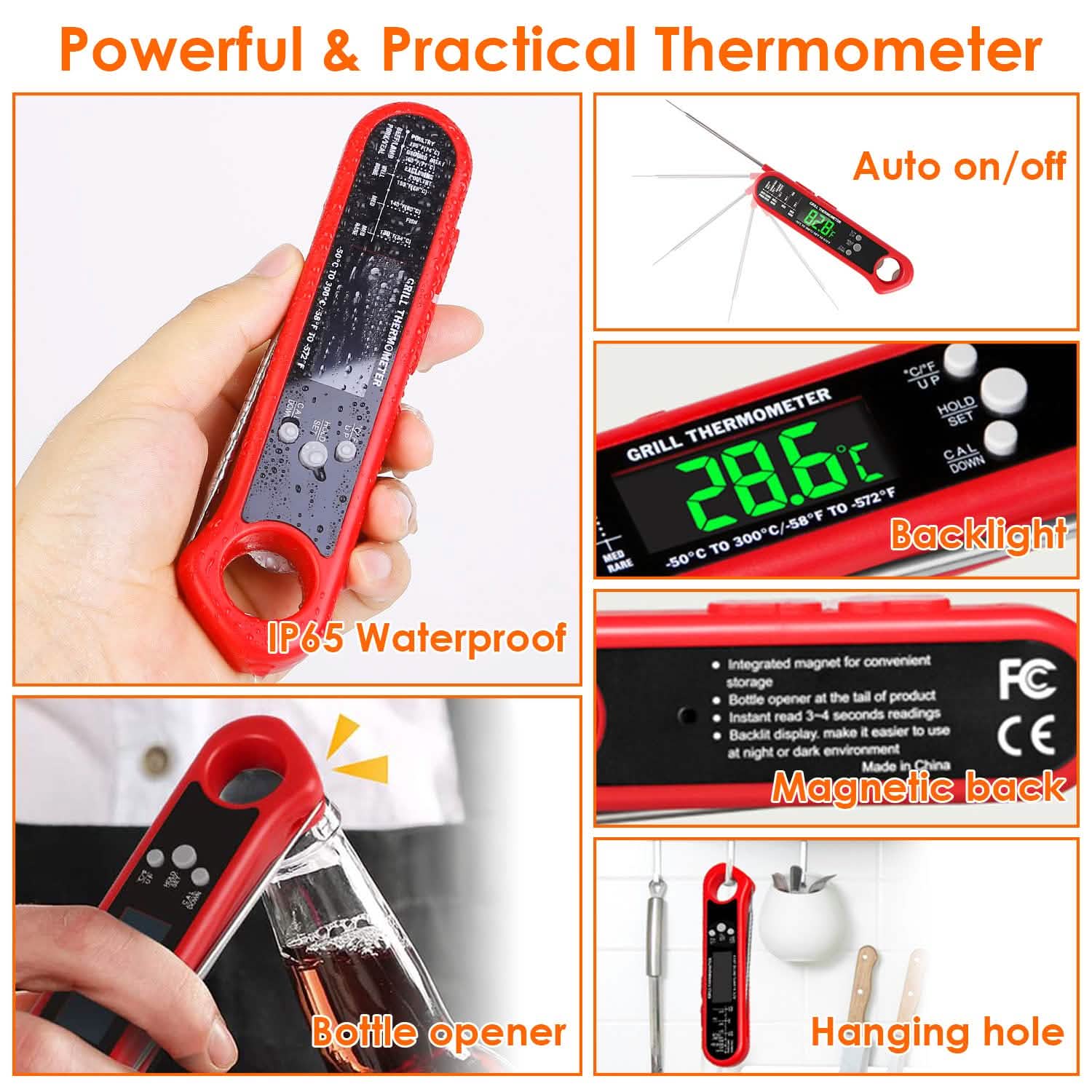 Thermomètre numérique pour cuisson de viande au barbecue