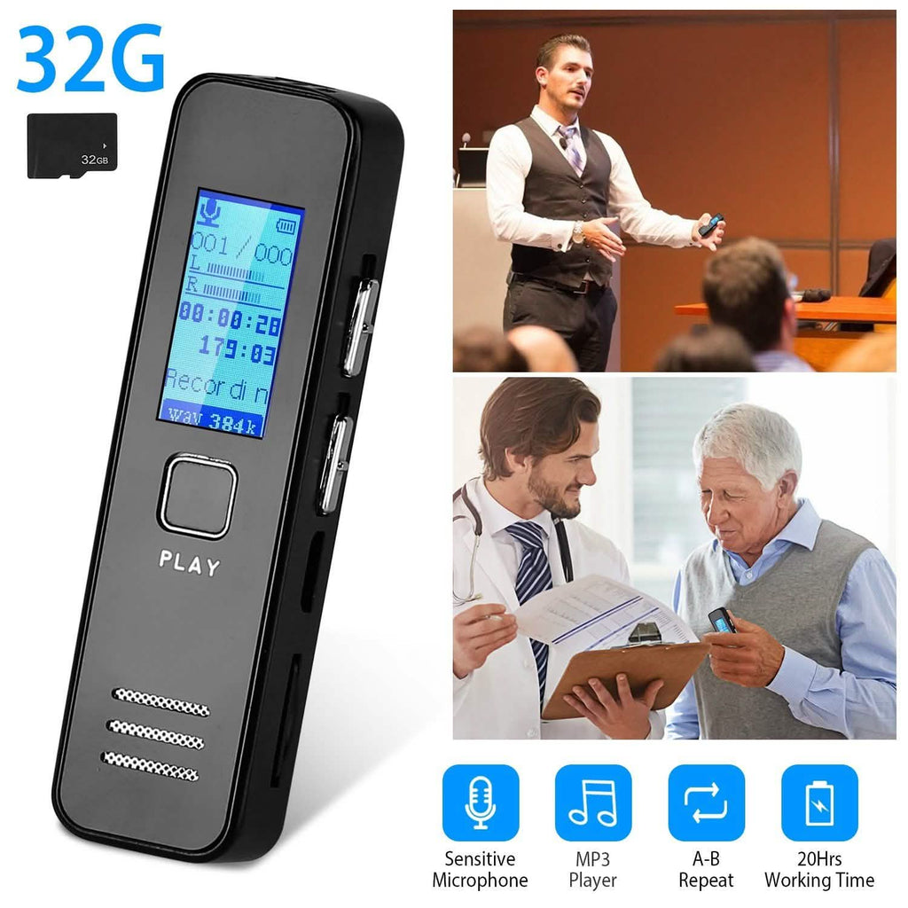 Enregistreur vocal numérique 32 Go Enregistreur audio HD
