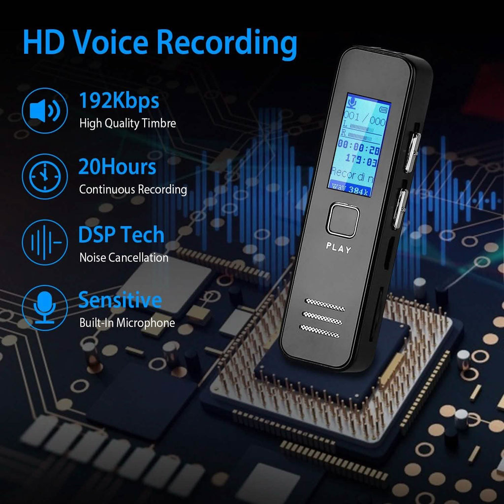 Enregistreur vocal numérique 32 Go Enregistreur audio HD