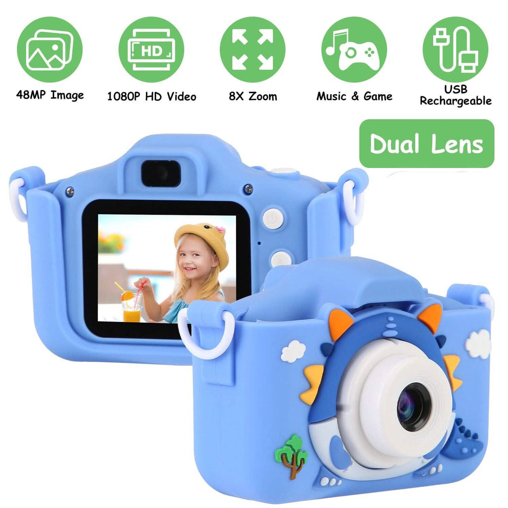 Appareil photo numérique HD de dessin animé 1080P 48MP pour enfants, motif dinosaure