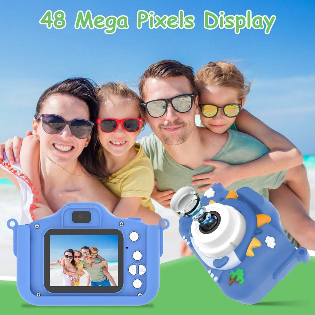 Appareil photo numérique HD de dessin animé 1080P 48MP pour enfants, motif dinosaure