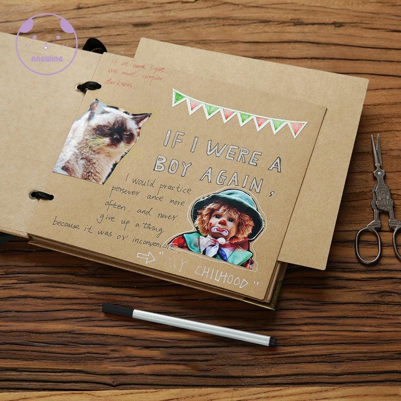 Albums photo DIY Album photo de mariage 20 pages Couverture Autocollant Album de scrapbooking Reliure à chaud Couverture rigide Pages noires vierges Album photo de mariage et d'anniversaire de famille