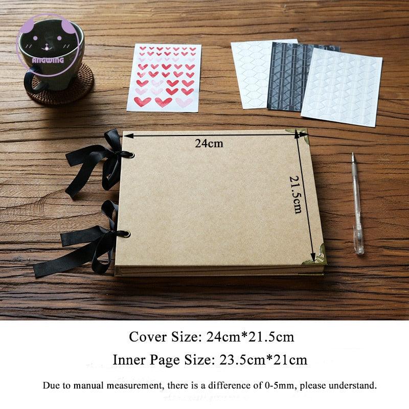 Albums photo DIY Album photo de mariage 20 pages Couverture Autocollant Album de scrapbooking Reliure à chaud Couverture rigide Pages noires vierges Album photo de mariage et d'anniversaire de famille