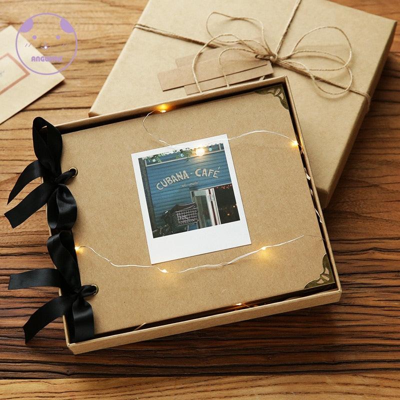 Albums photo DIY Album photo de mariage 20 pages Couverture Autocollant Album de scrapbooking Reliure à chaud Couverture rigide Pages noires vierges Album photo de mariage et d'anniversaire de famille