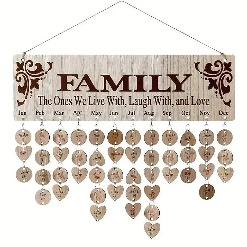 Tableau en bois à suspendre pour anniversaire de famille à faire soi-même