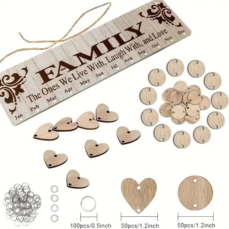 Tableau en bois à suspendre pour anniversaire de famille à faire soi-même