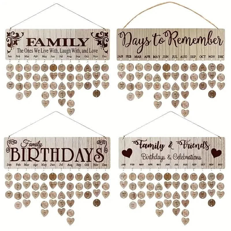 Tableau en bois à suspendre pour anniversaire de famille à faire soi-même