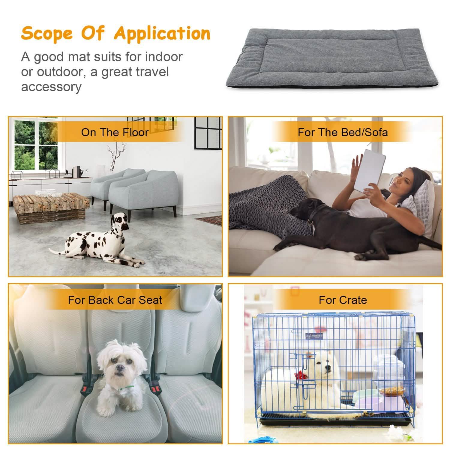 Tapis de lit pour chien, molleton confortable, coussin réversible