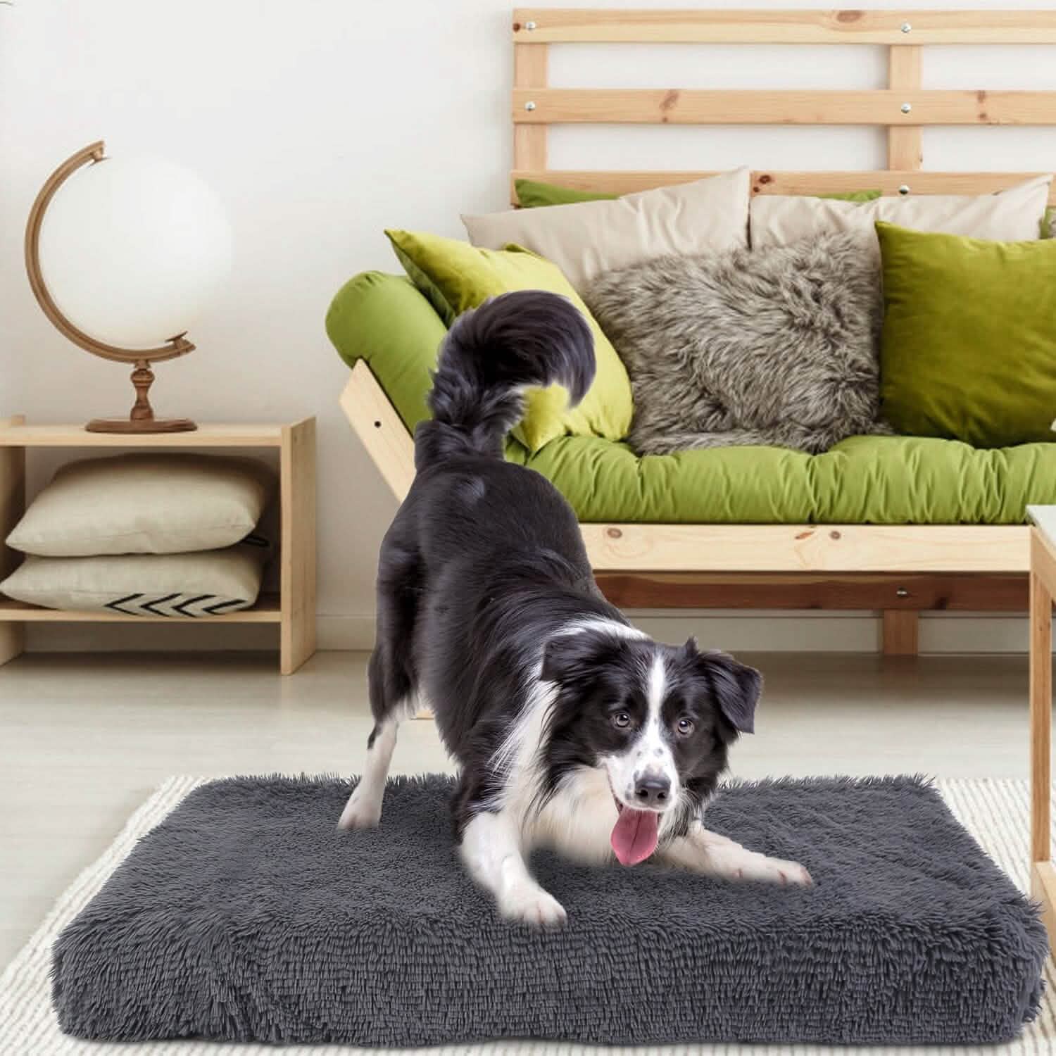 Lit pour chien coussin moelleux en peluche confortable et chaud tapis de cage pour animaux de compagnie tapis pour chien