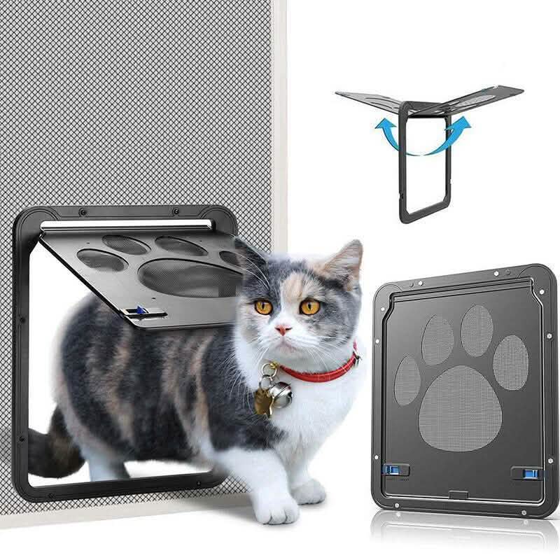 Porte battante magnétique automatique pour petit écran de chien ou de chat avec protecteur coulissant