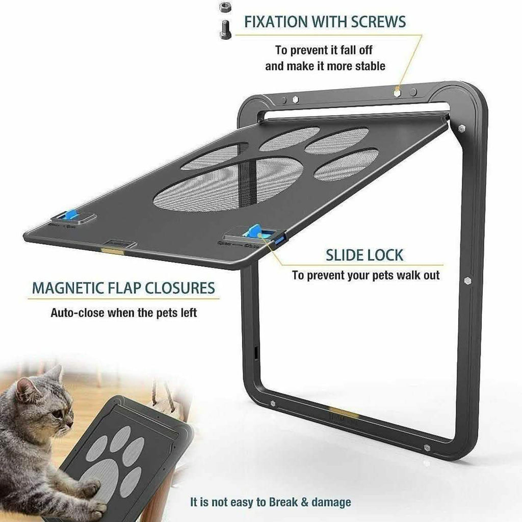 Porte battante magnétique automatique pour petit écran de chien ou de chat avec protecteur coulissant