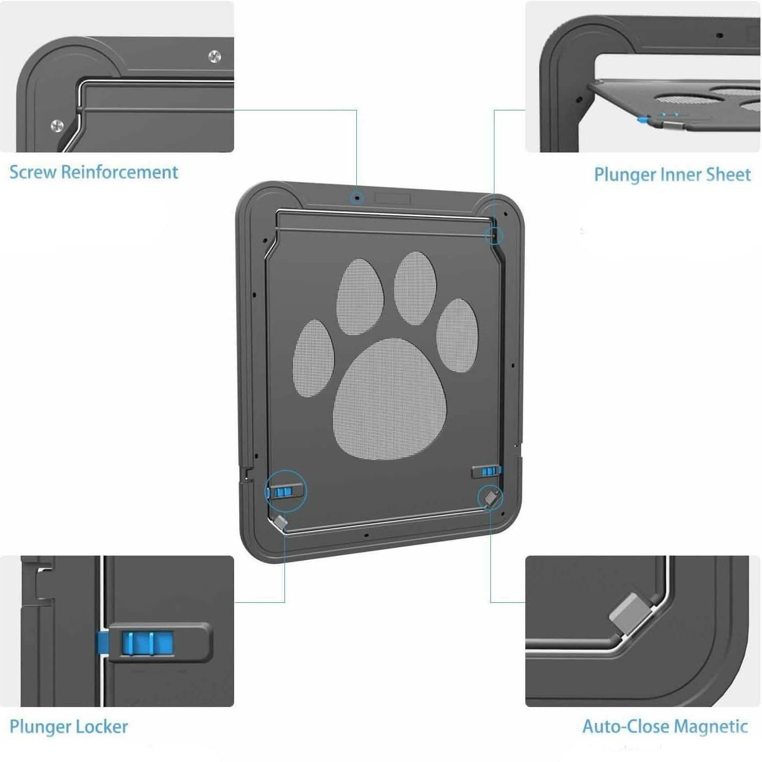 Porte battante magnétique automatique pour petit écran de chien ou de chat avec protecteur coulissant