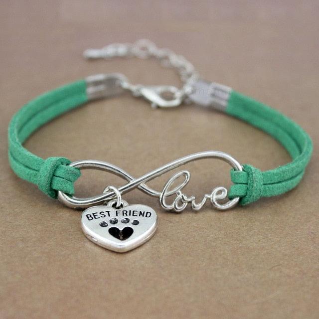 Bracelets Charm Chiens Pattes Meilleurs Amis Cœur Animal Infini Amour Pour Femme Homme Fille Garçon Imprimé Bracelet Avec Symbole Amour Et Infini Pour Femmes Filles En Faux Daim Réglable