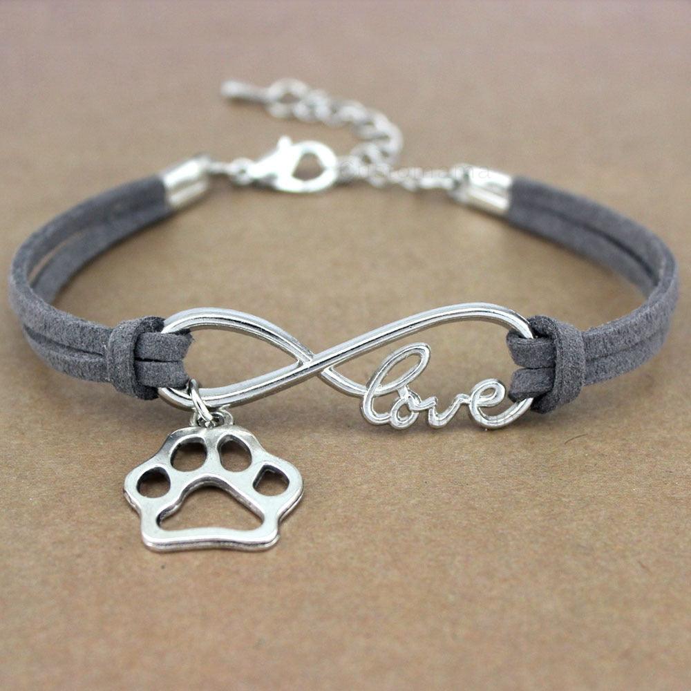 Bracelets Charm Chiens Pattes Meilleurs Amis Cœur Animal Infini Amour Pour Femme Homme Fille Garçon Imprimé Bracelet Avec Symbole Amour Et Infini Pour Femmes Filles En Faux Daim Réglable