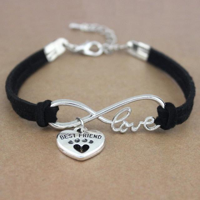Bracelets Charm Chiens Pattes Meilleurs Amis Cœur Animal Infini Amour Pour Femme Homme Fille Garçon Imprimé Bracelet Avec Symbole Amour Et Infini Pour Femmes Filles En Faux Daim Réglable
